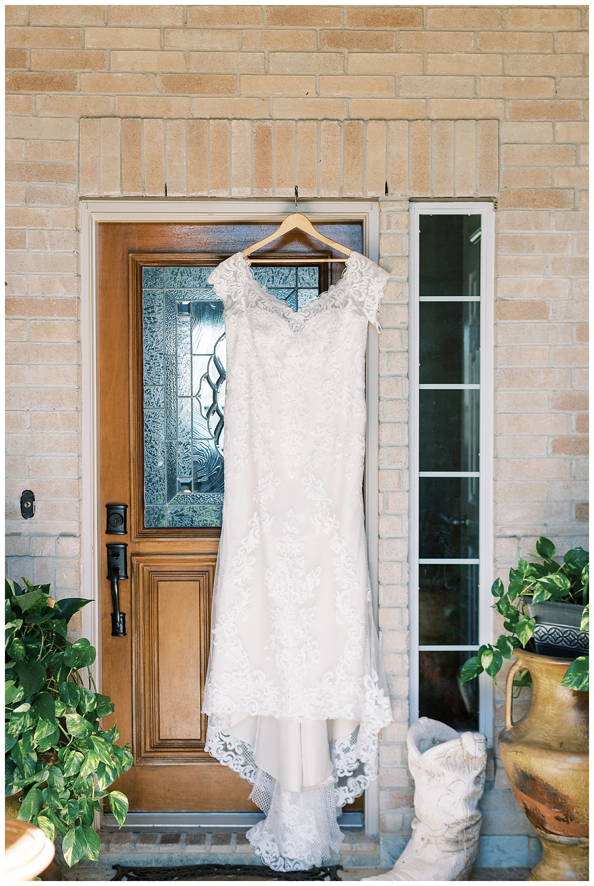 Dress hanging on front door