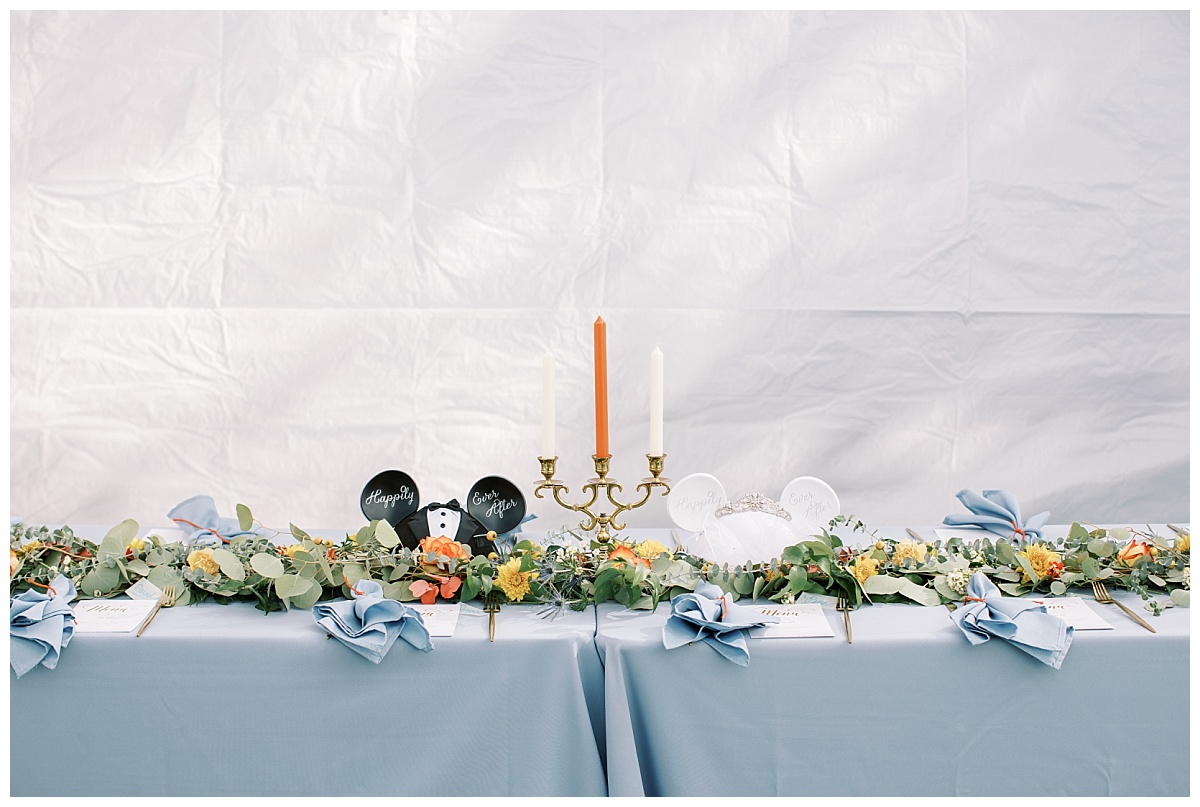 wedding head table with disney details