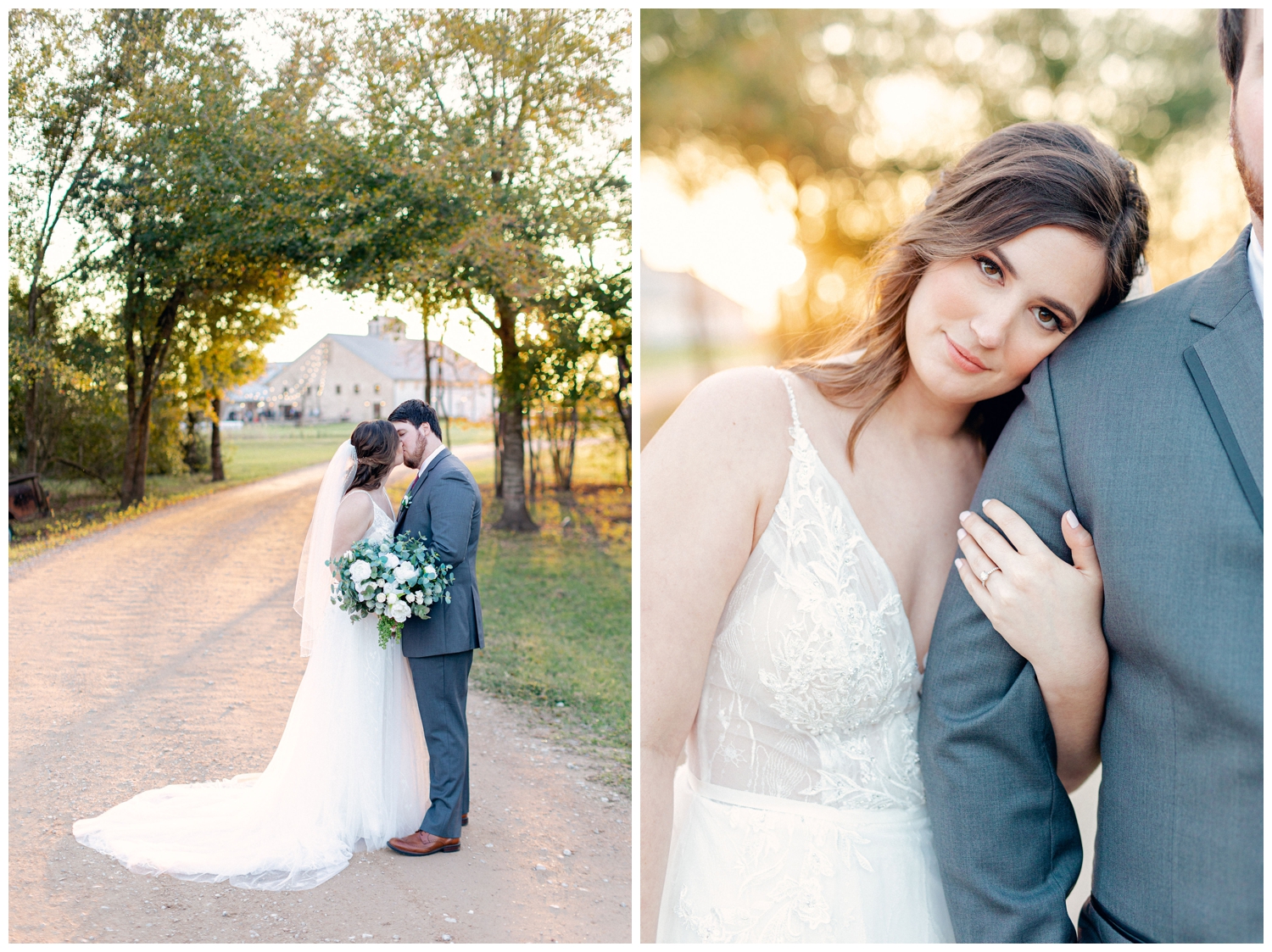 bride and groom portrait at sunset
