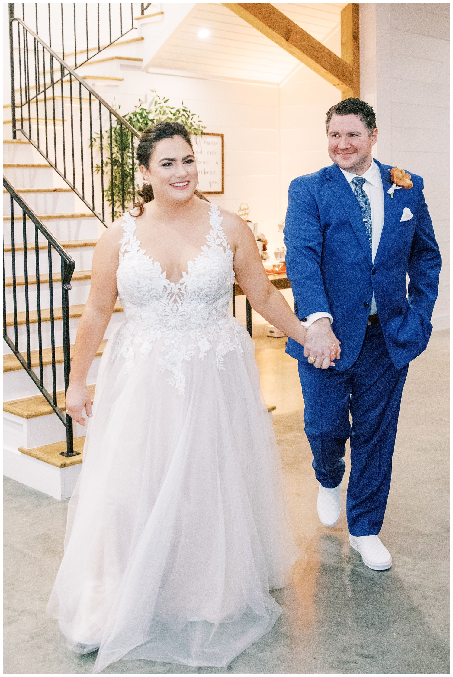 bride and groom entering reception hall in Montgomery Texas at Arrowhead Hill