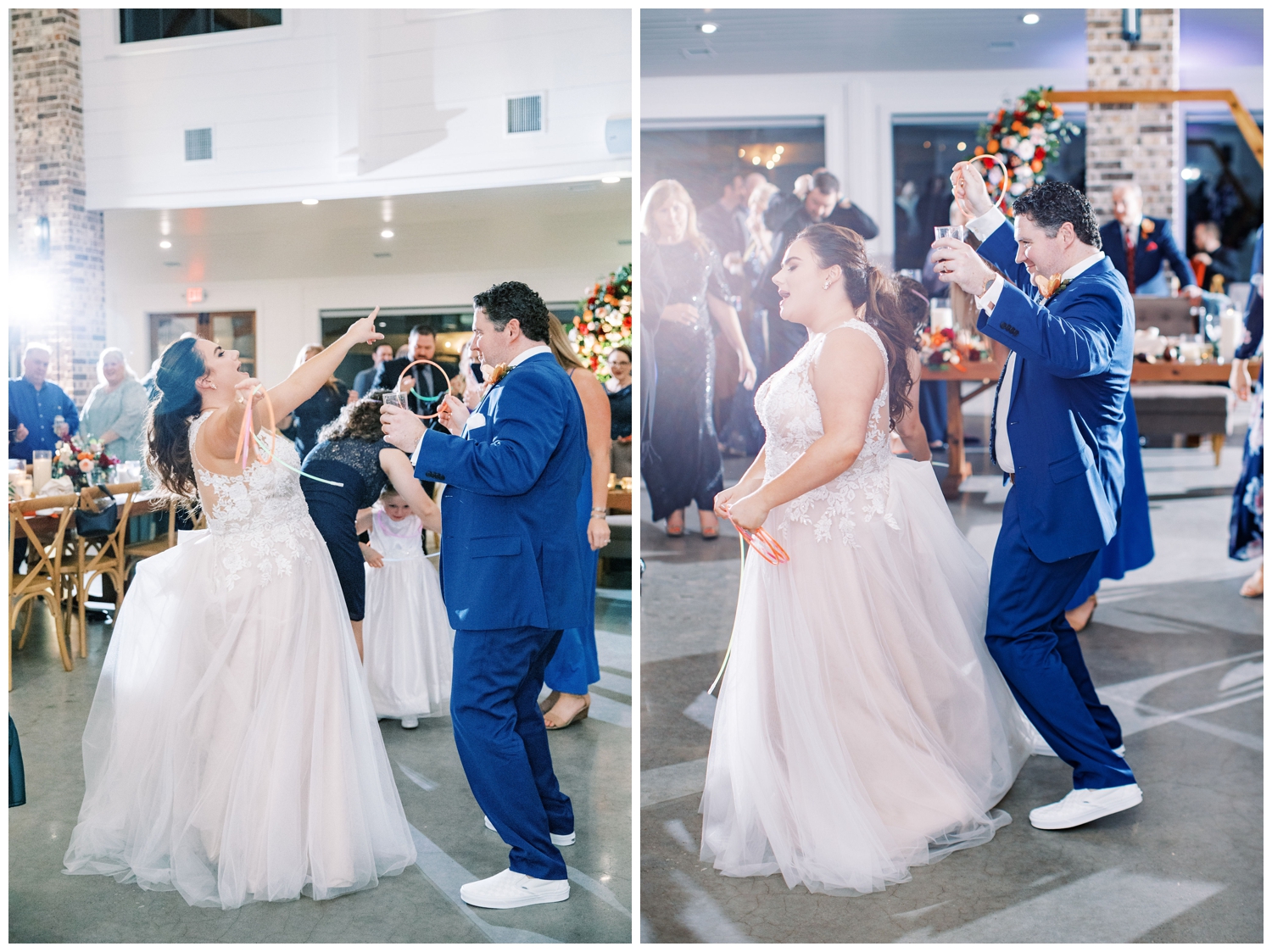 Arrowhead Hill wedding reception with bride and groom dancing