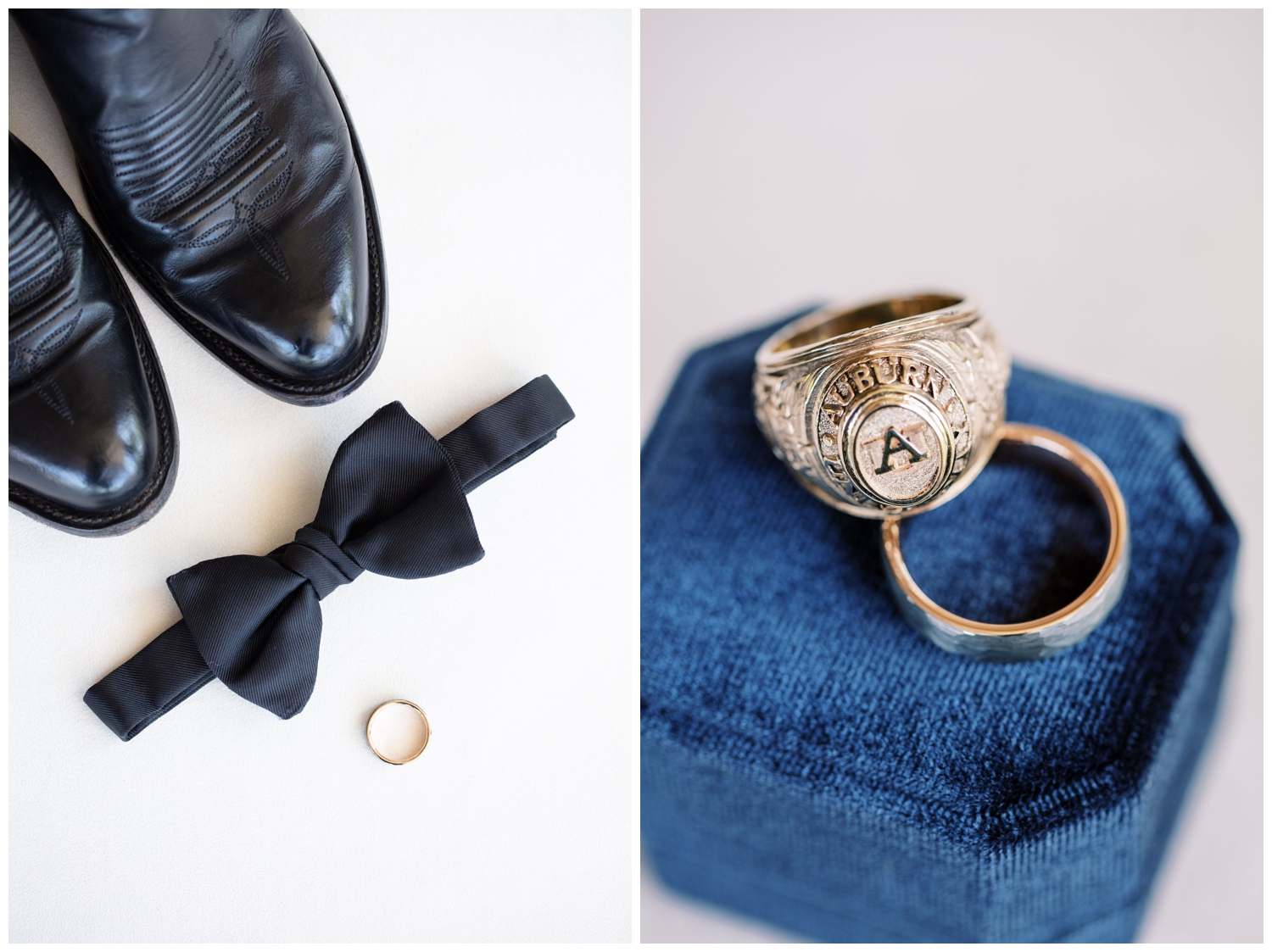 grooms ring, bow tie, shoes detail shot