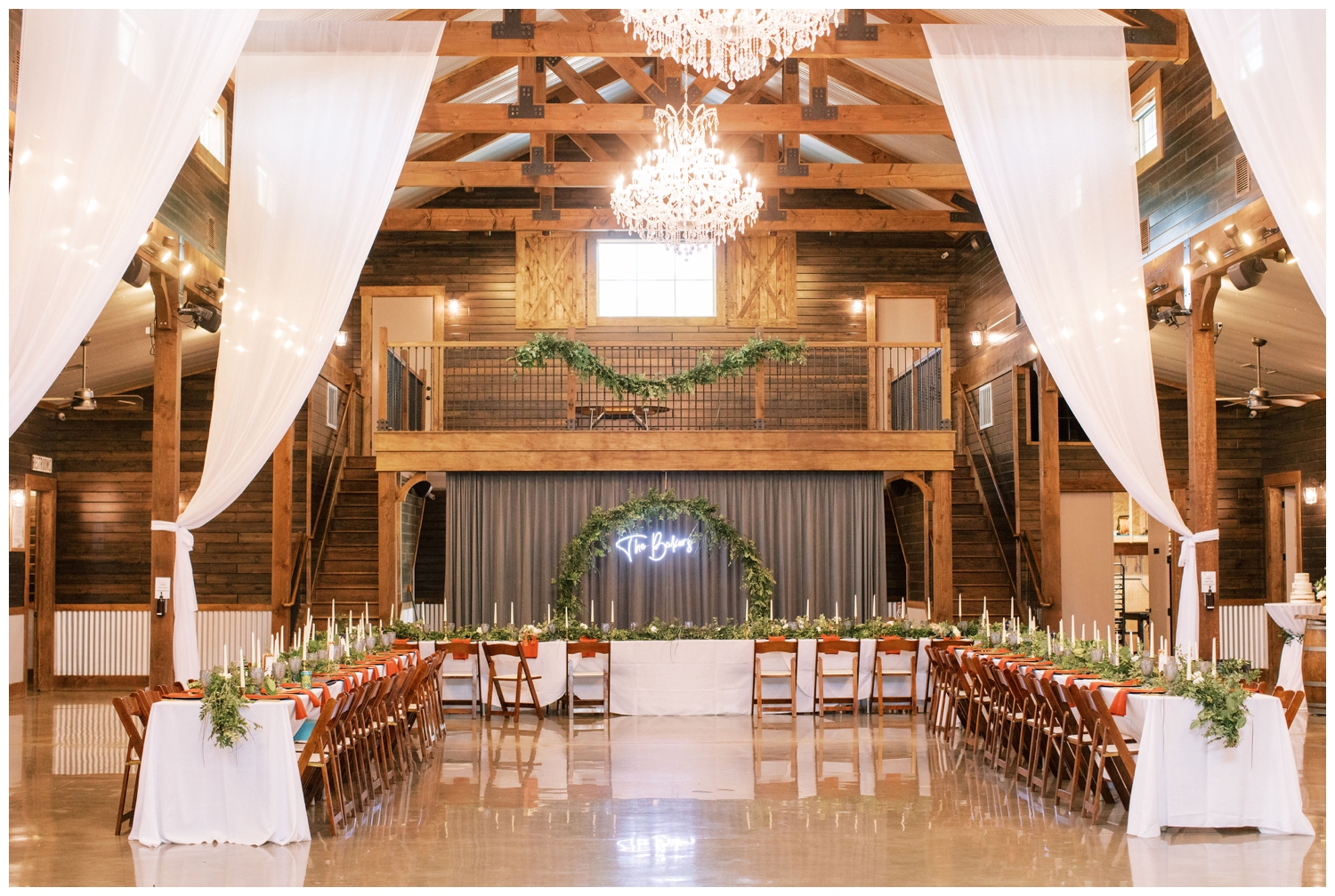 Peach Creek Ranch wedding reception hall inside