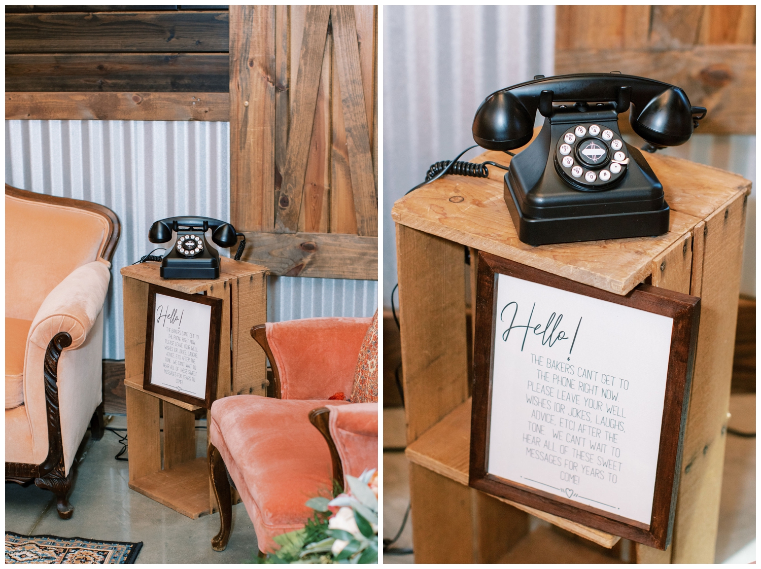 details of a black phone for messaging inside Peach Creek Ranch wedding venue