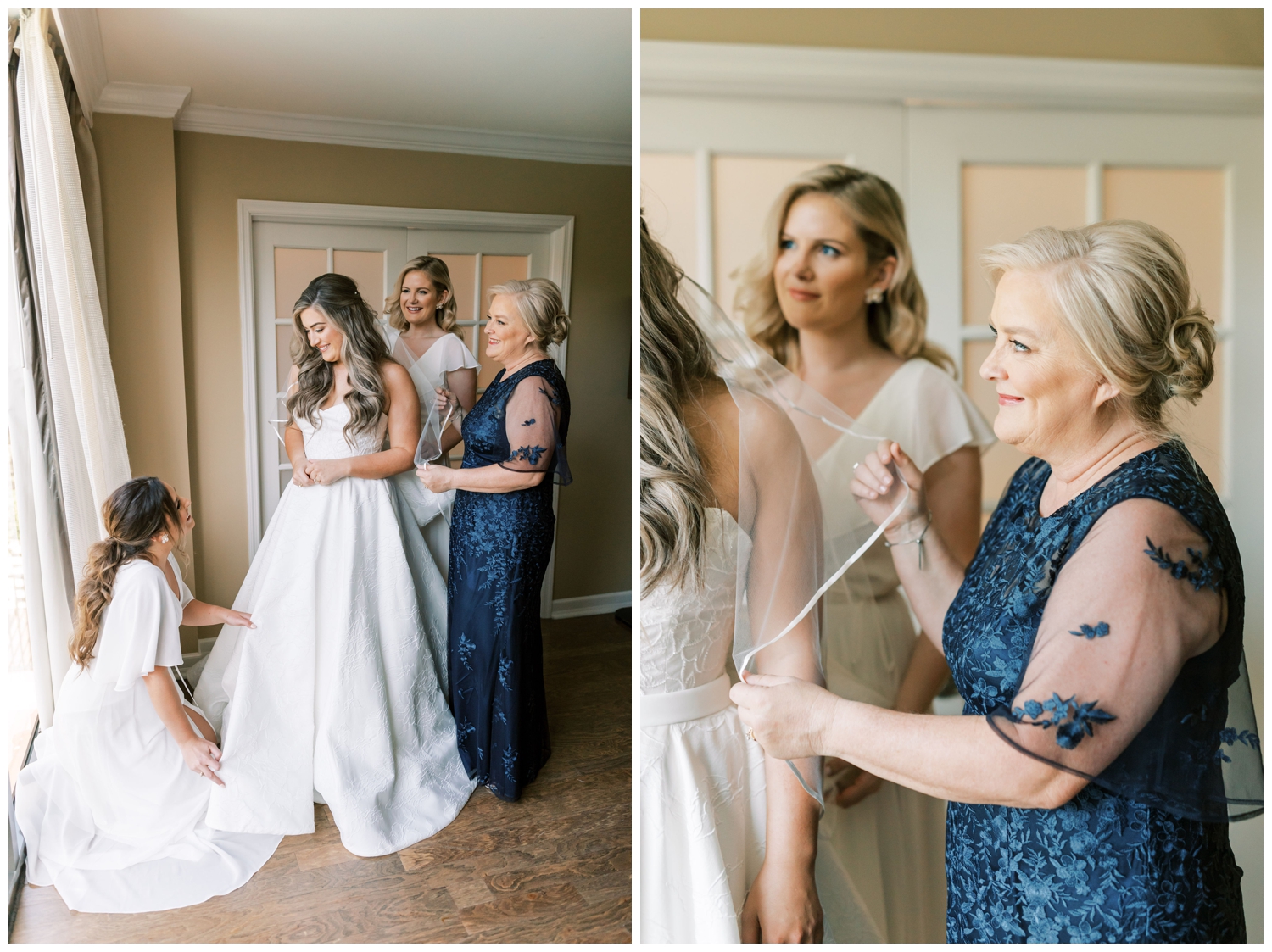 bride getting ready photos with her mom at The Houstonian Hotel wedding venue
