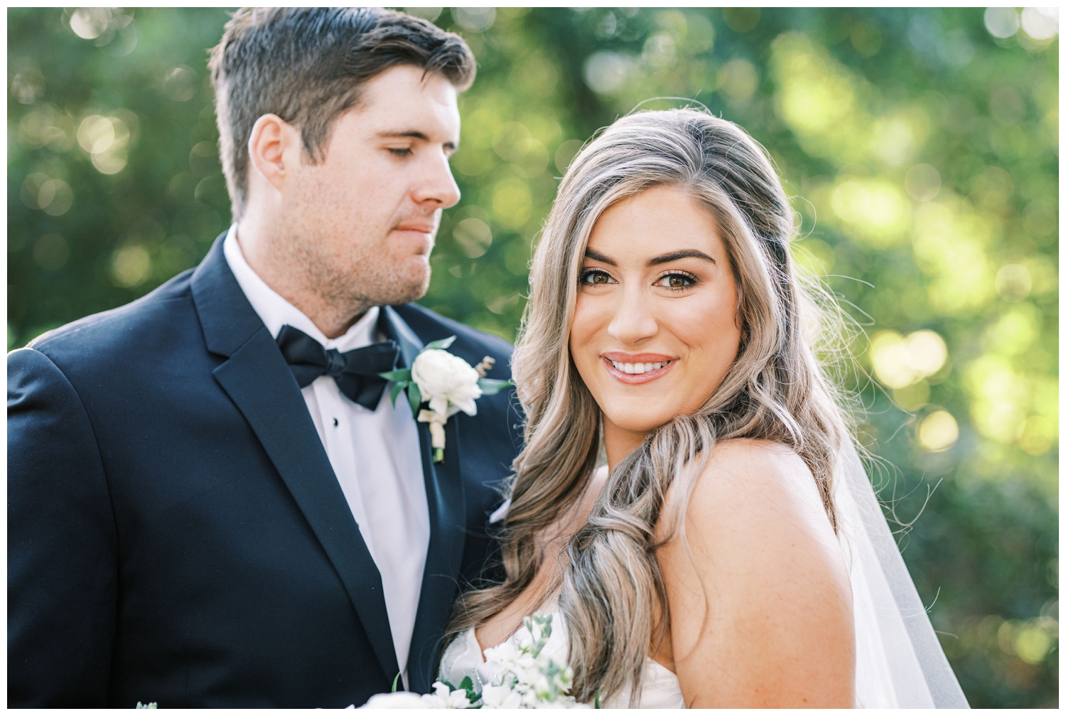 outside bride and groom portraits at at The Houstonian Hotel wedding