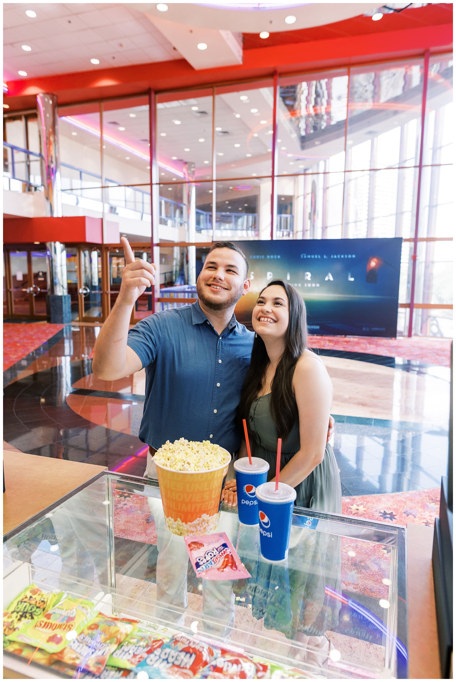 couple at concession stands at Houston movie theater