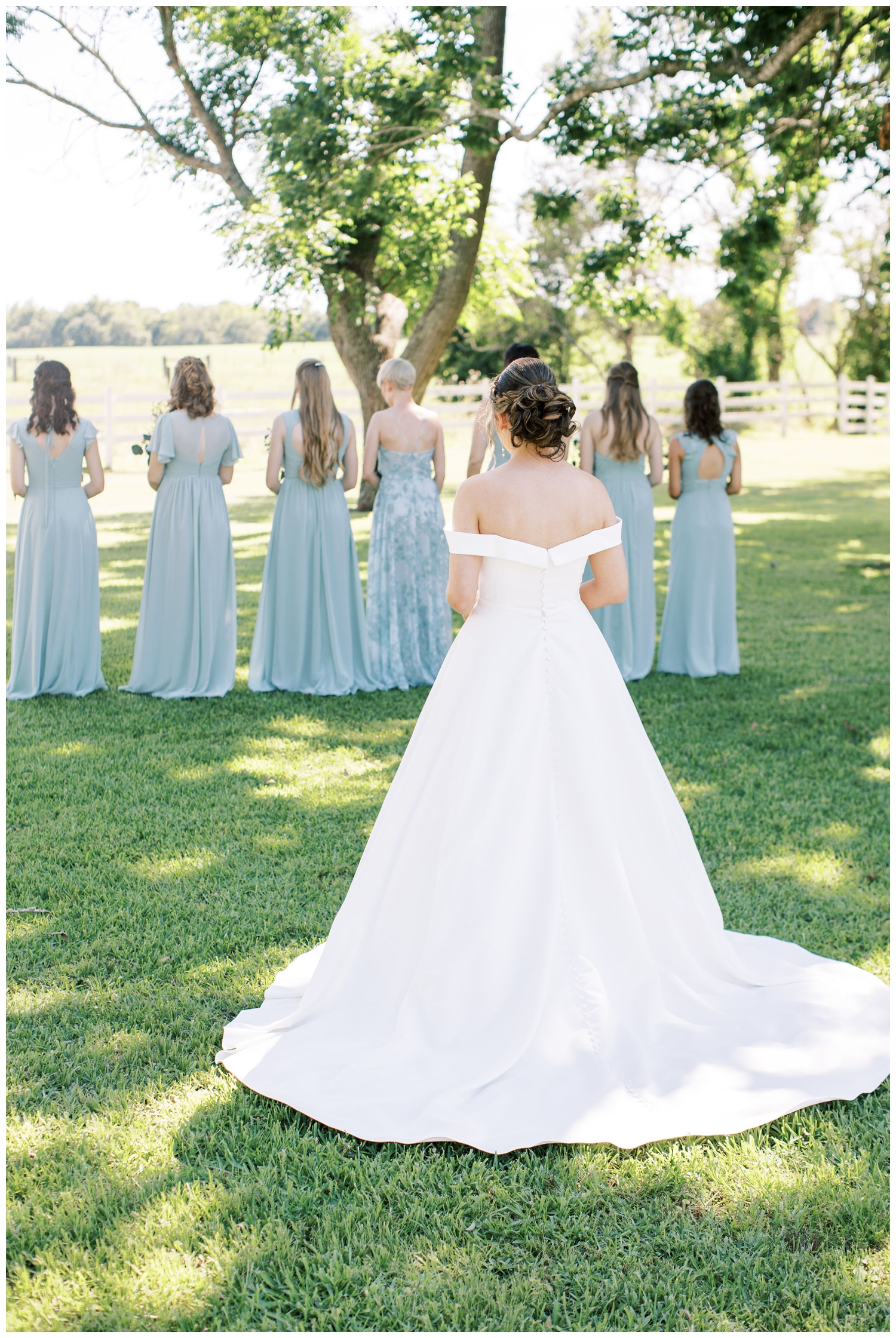 Houston white barn wedding bridesmaid reveal