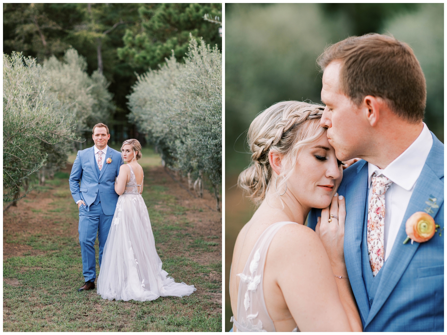 bride and groom in a field for portraits at The Annex Wedding venue in Houston Texas