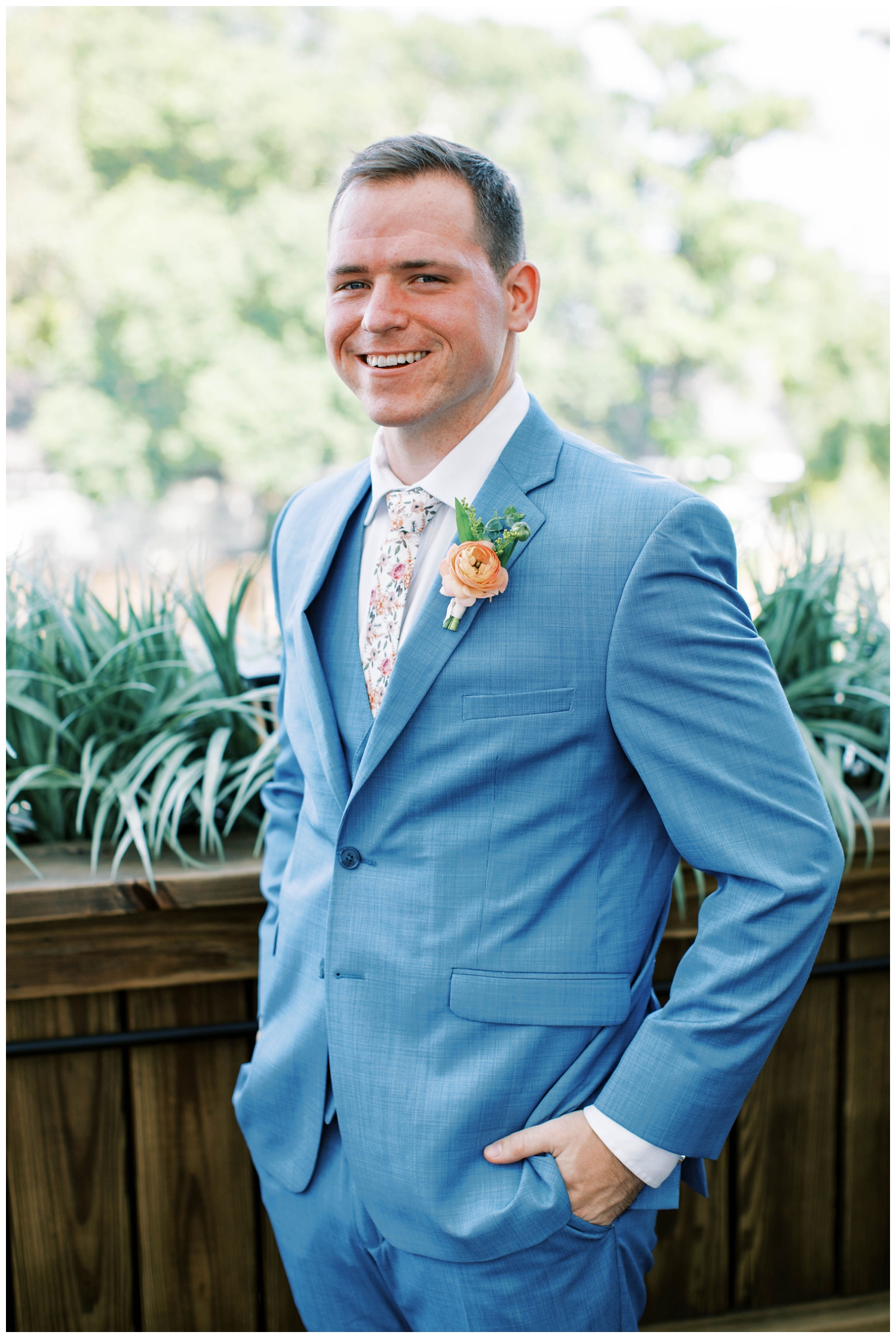 groom portrait in blue tux for The Annex Wedding venue