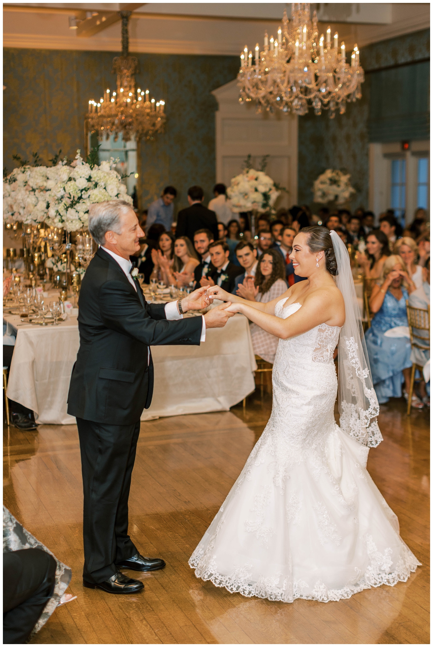 father and bride dancing at Houston Junior League wedding reception