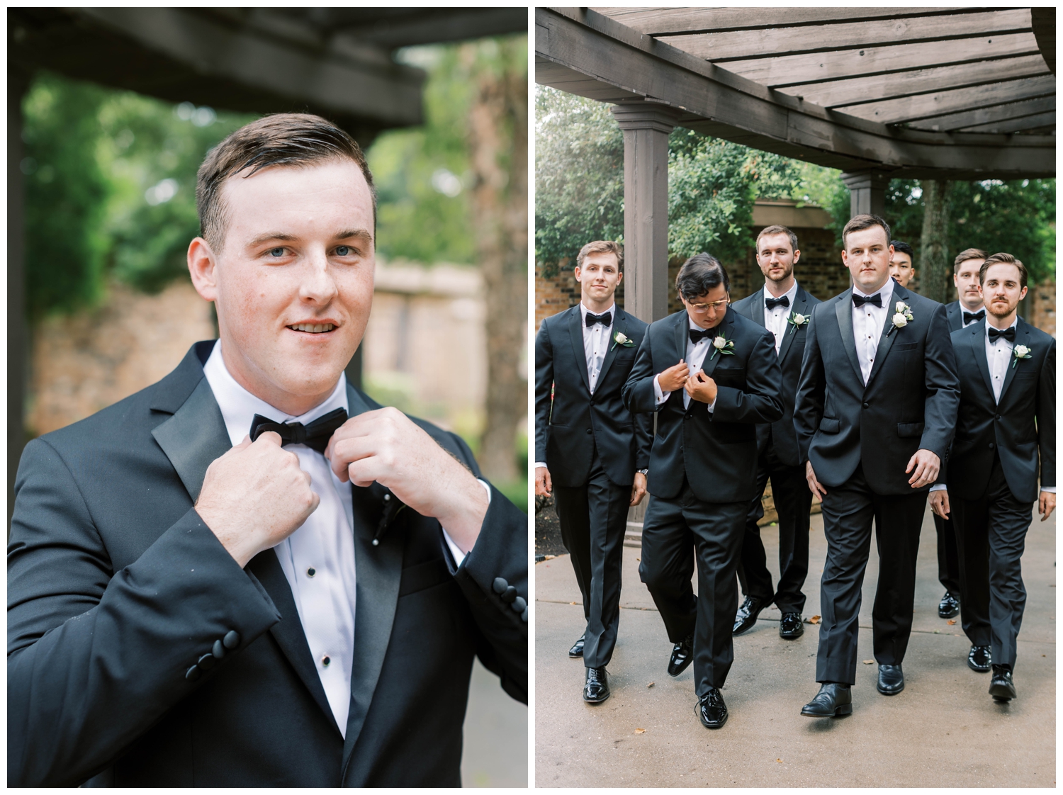 groom and groomsmen portraits Houston Junior League wedding