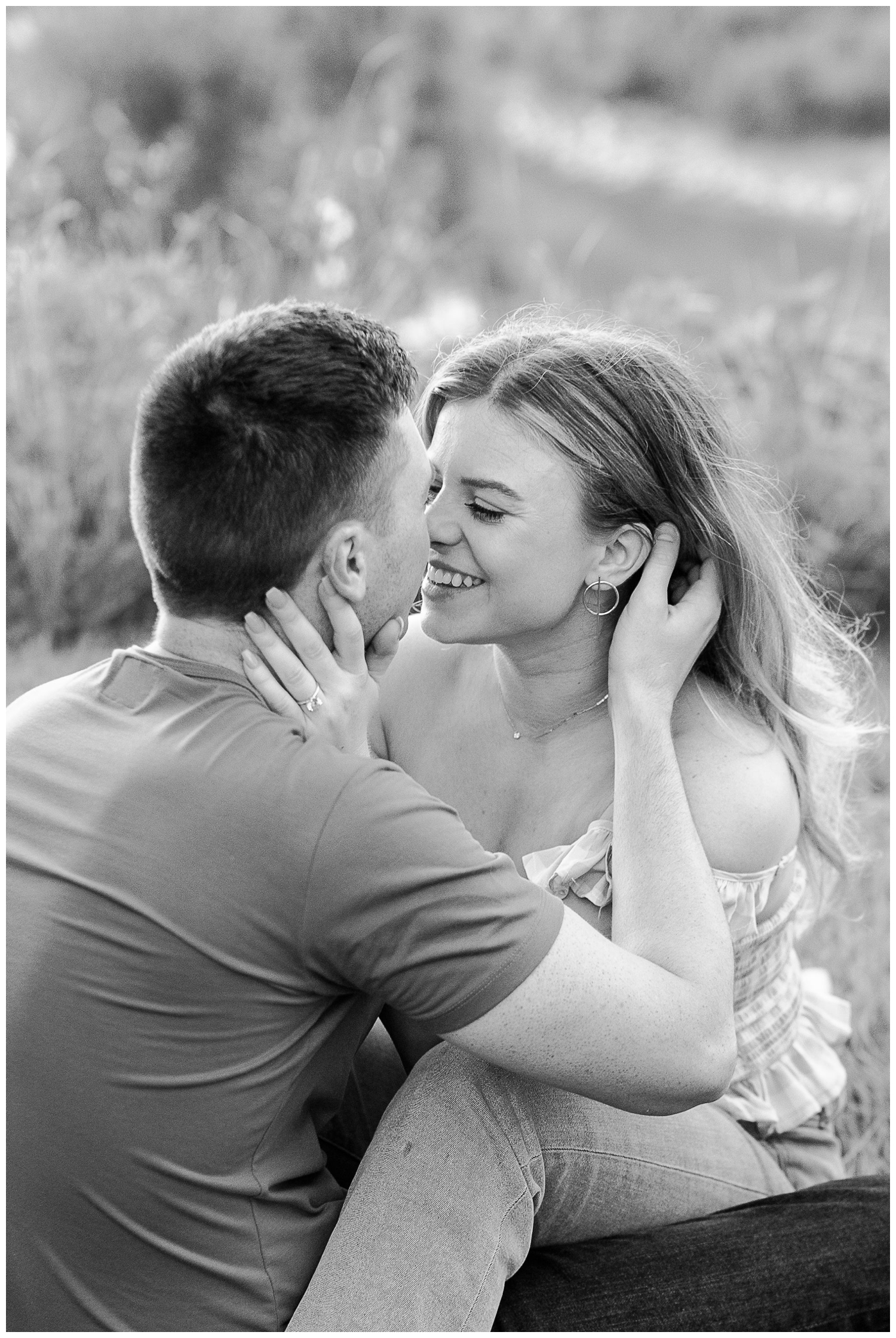 Eleanor Tinsley engagement session couple intimate closeup portrait in black and white