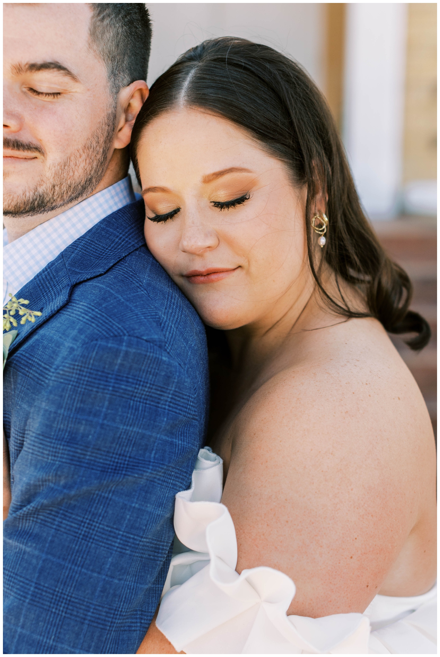 bride and groom portrait outside of church in Austin Texas