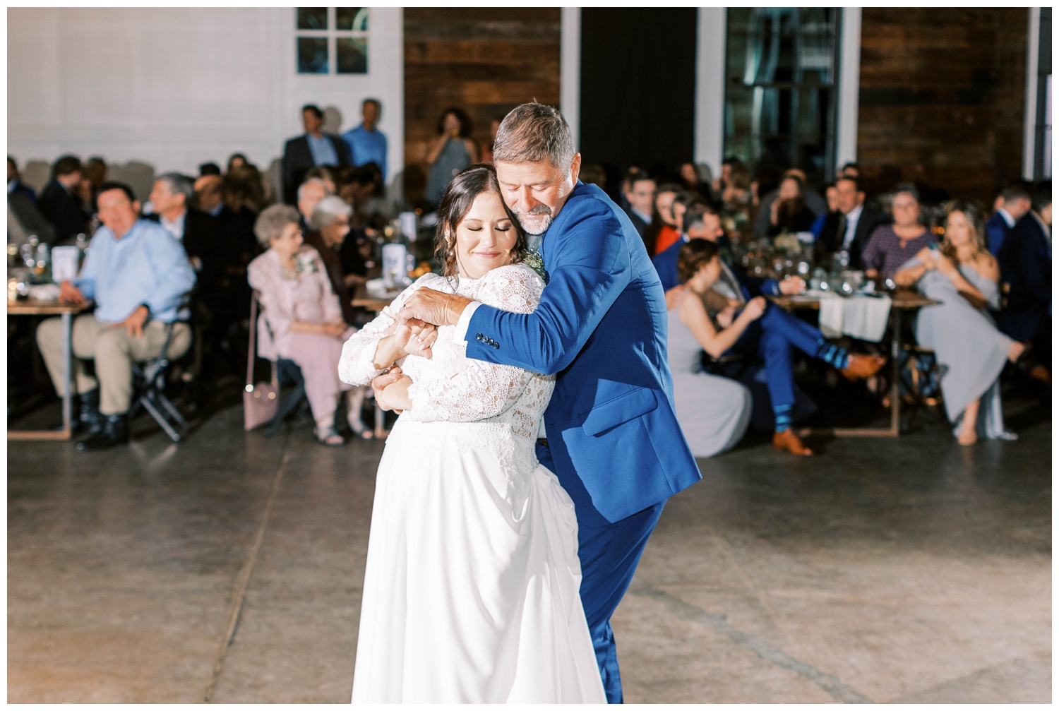 father daughter dancing at outdoor wedding reception