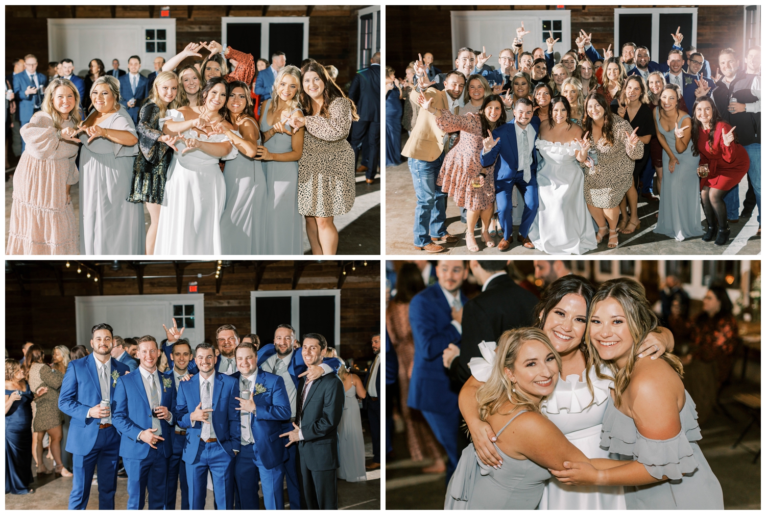 portraits of groups of guest at Austin outdoor wedding reception