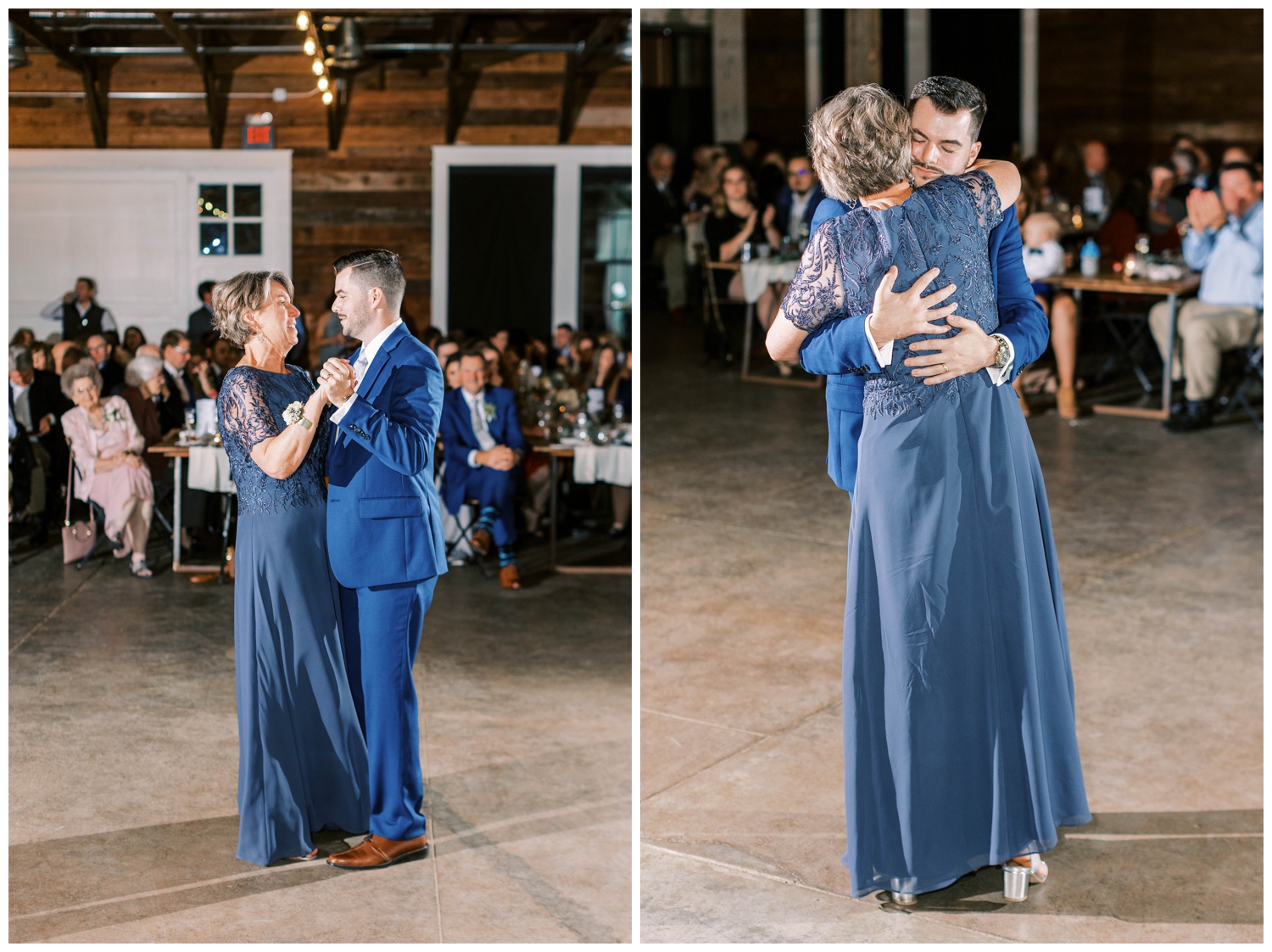 groom and mother dancing during reception