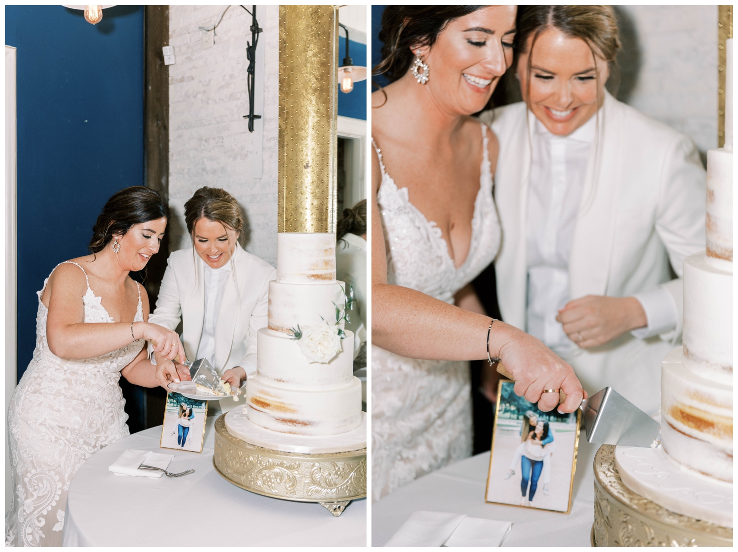 cake cutting Hughes Manor wedding reception