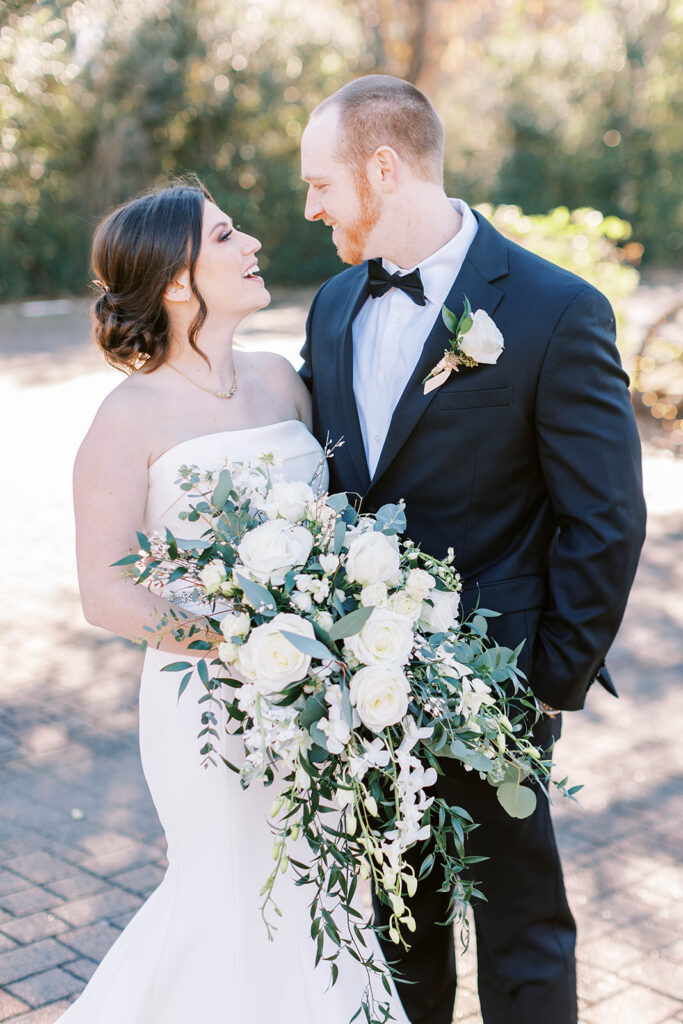 Bride and groom portraits at Lindsay Lakes of Cypress in Texas