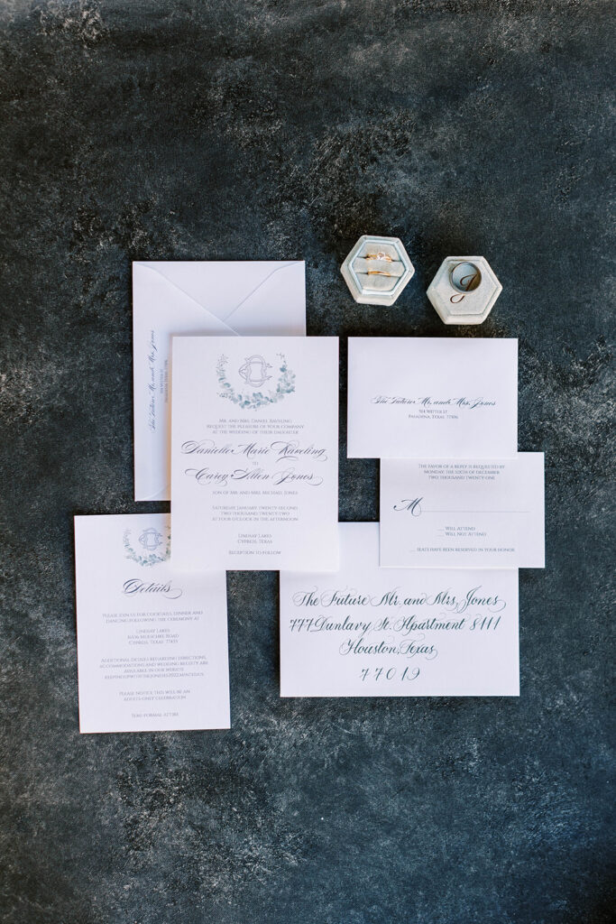 Wedding details and invites