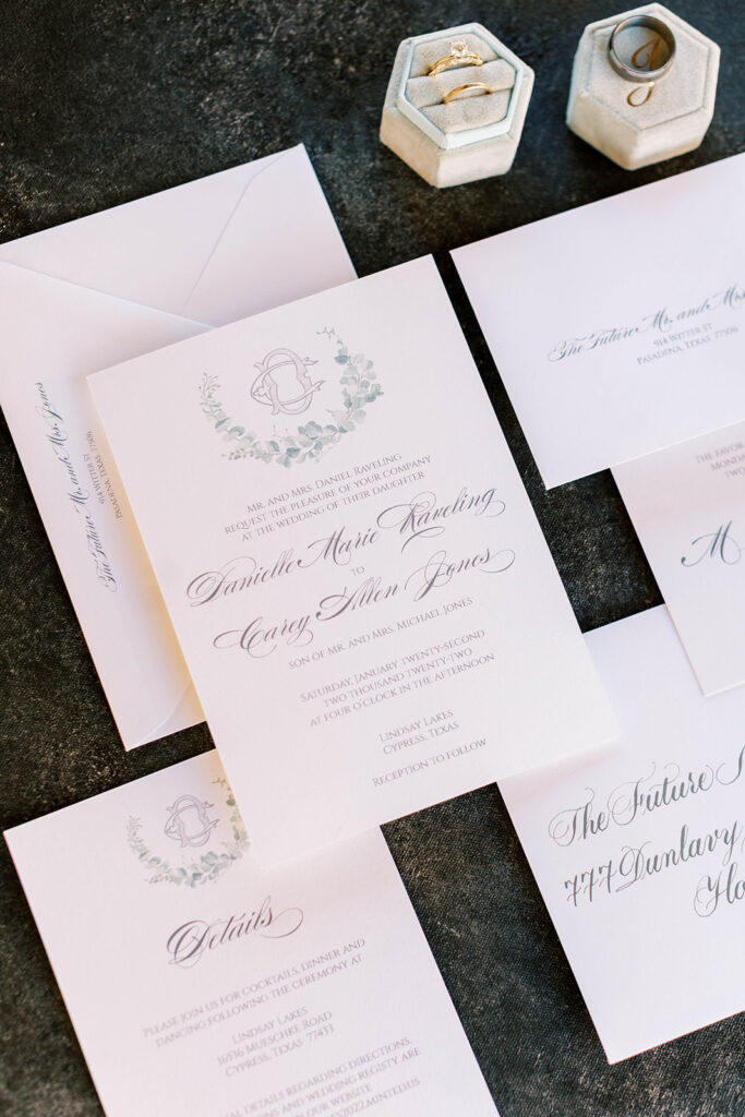 Wedding details and invites