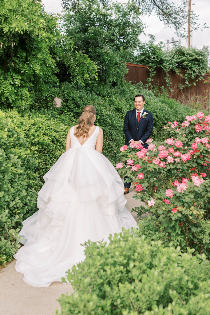 Bride and grooms first looks at Austin Vintage Villas