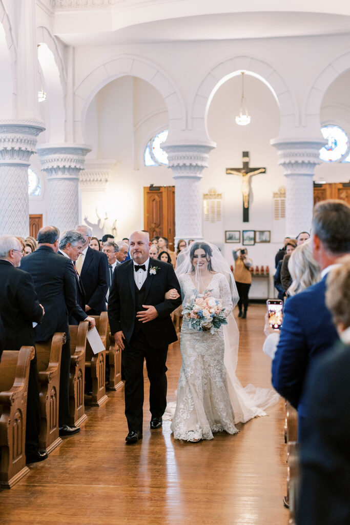 Wedding ceremony at Sacred Heart Church in Galveston Texas