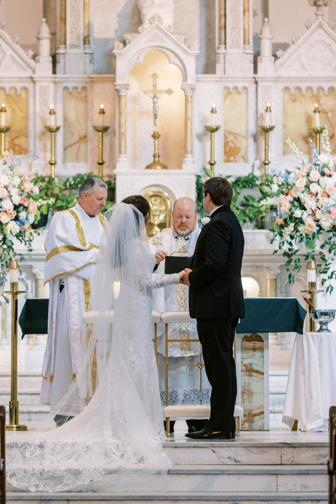 Wedding ceremony at Sacred Heart Church in Galveston Texas