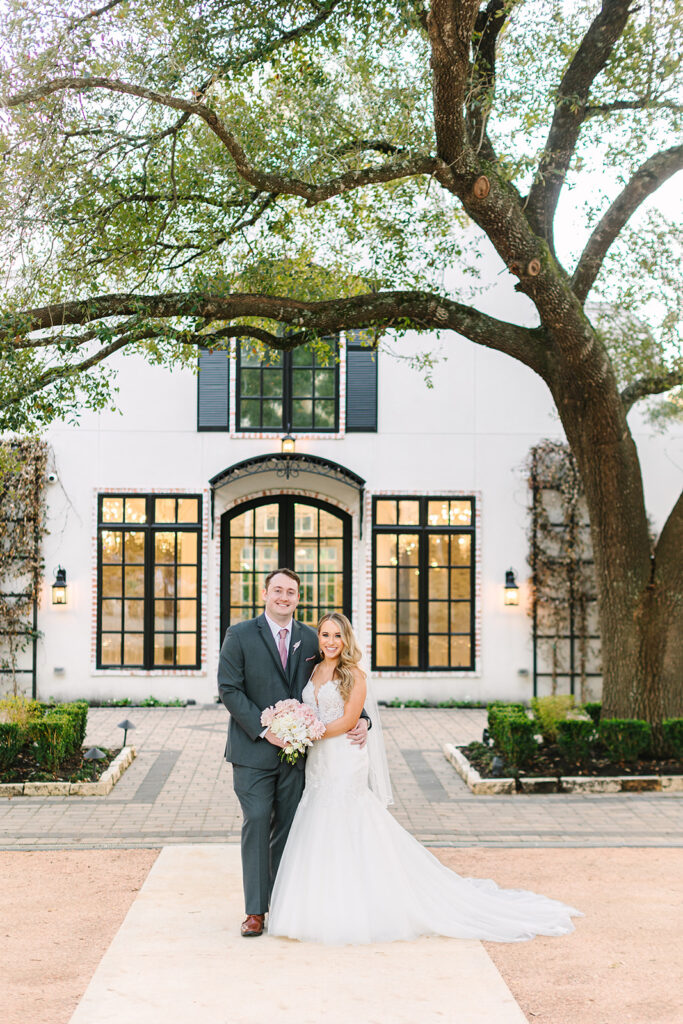 Bride and groom portraits at The Peach Orchard - The Woodlands Wedding Venue