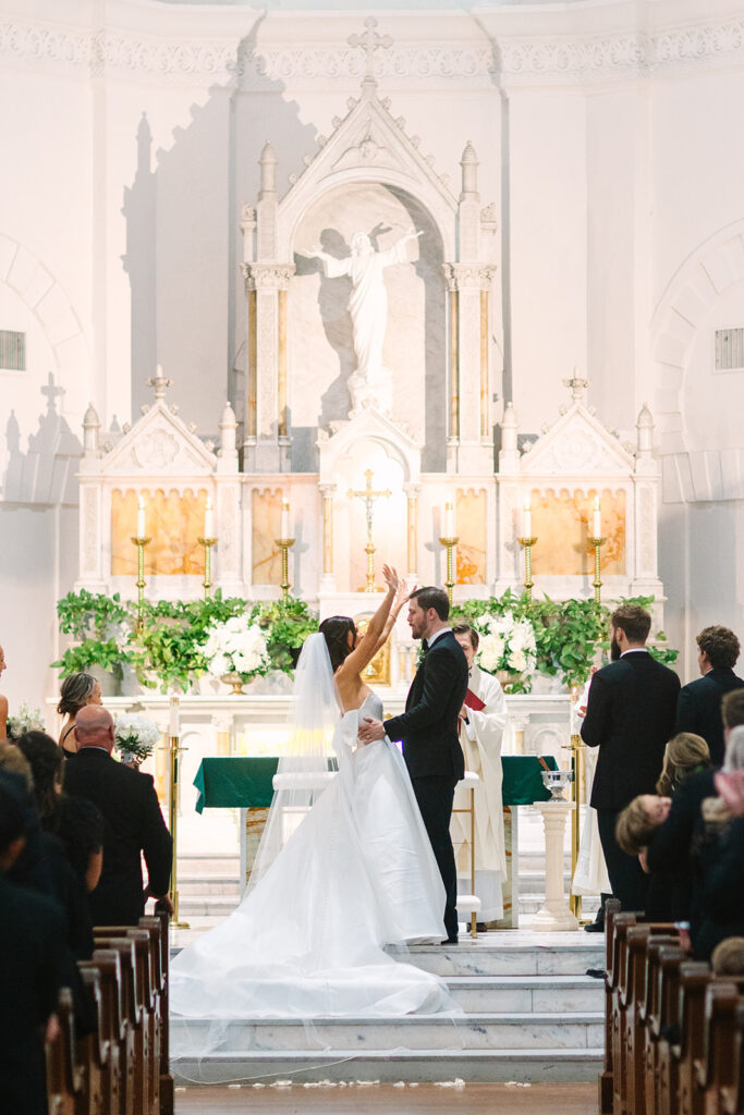 A Sacred Heart Church wedding ceremony in Galveston, Texas