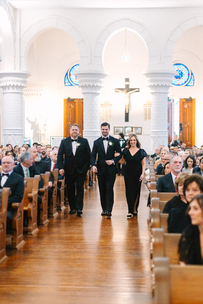 A Sacred Heart Church wedding ceremony in Galveston, Texas