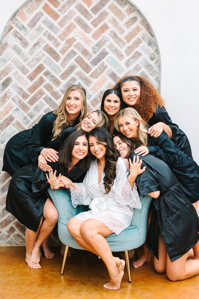 Bride and bridesmaids portraits from wedding in Houston