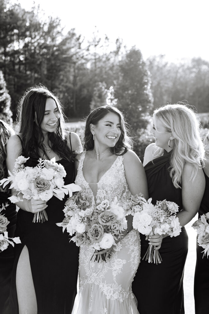 Bride and bridesmaids portraits from wedding in Houston