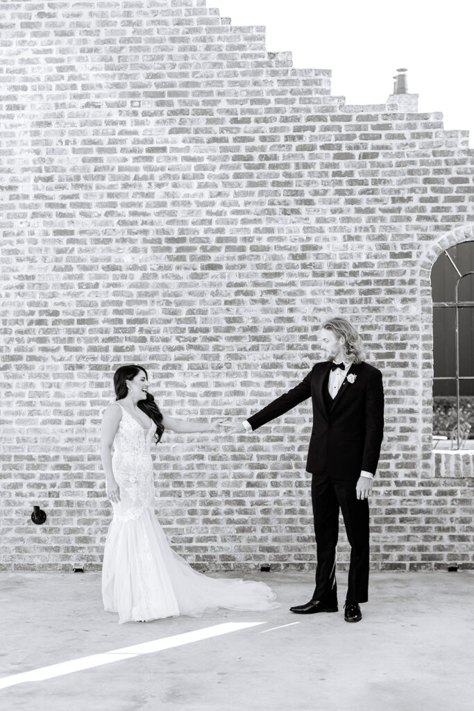 Bride and grooms first looks from classic wedding in Houston Texas