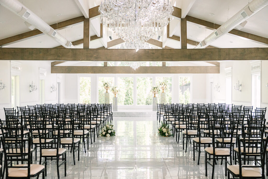 Elegant and classic wedding ceremony décor and details from Sandlewood Manor wedding