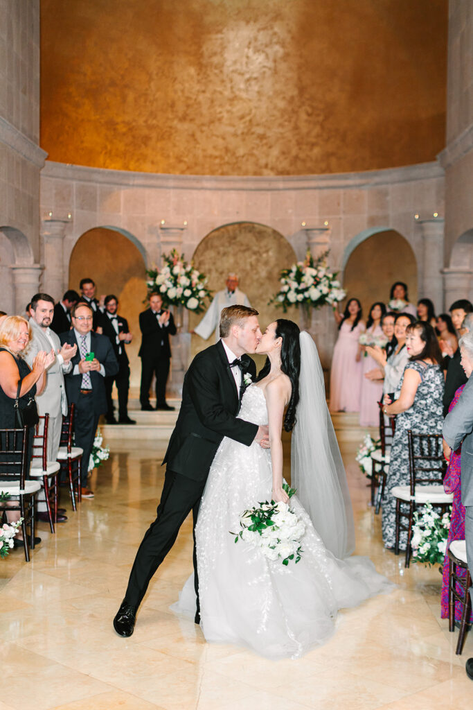 A Beautiful indoor wedding ceremony at The Bell on 34th in Houston Texas