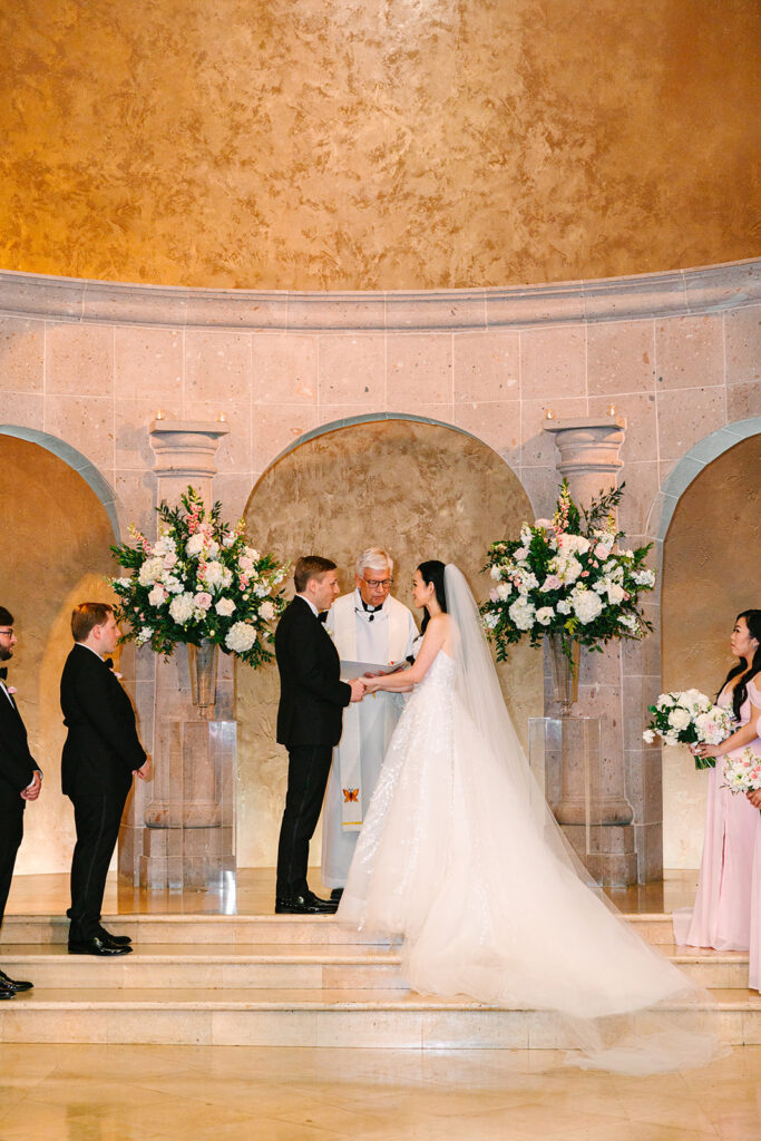 A Beautiful indoor wedding ceremony at The Bell on 34th in Houston Texas