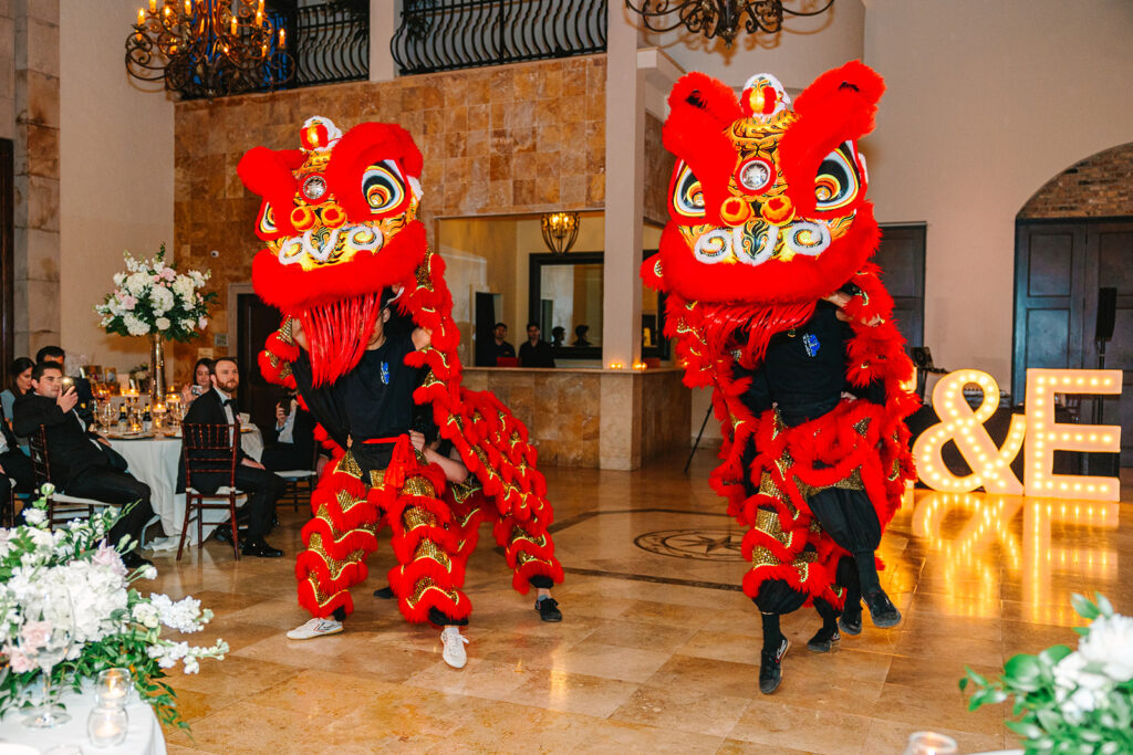 Chinese lion dancers