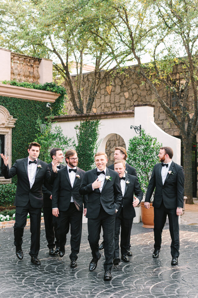 Groom and groomsmen photos from wedding at The Bell on 34th in Houston, Texas