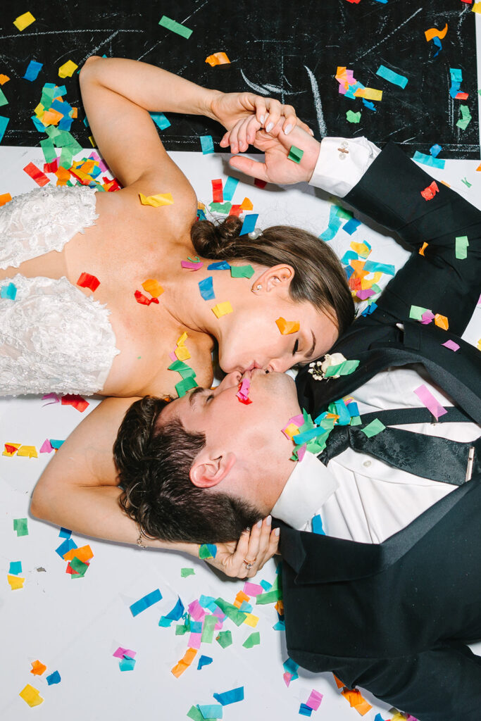 Bride and groom confetti pictures