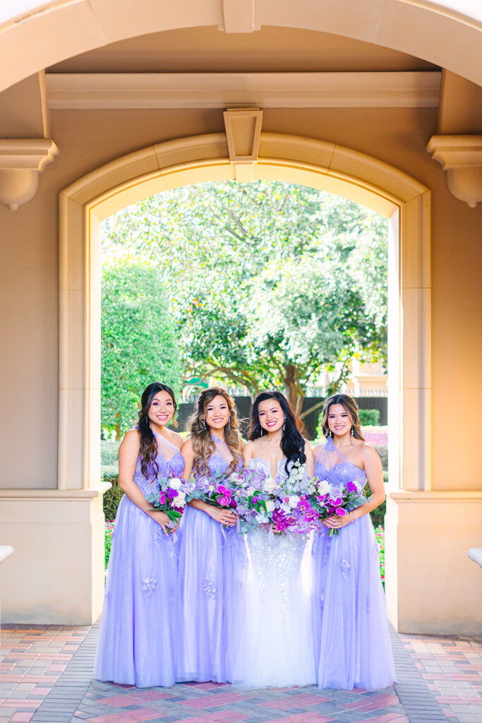 Outdoor bride and bridesmaids photos from Royal Oaks Country Club wedding