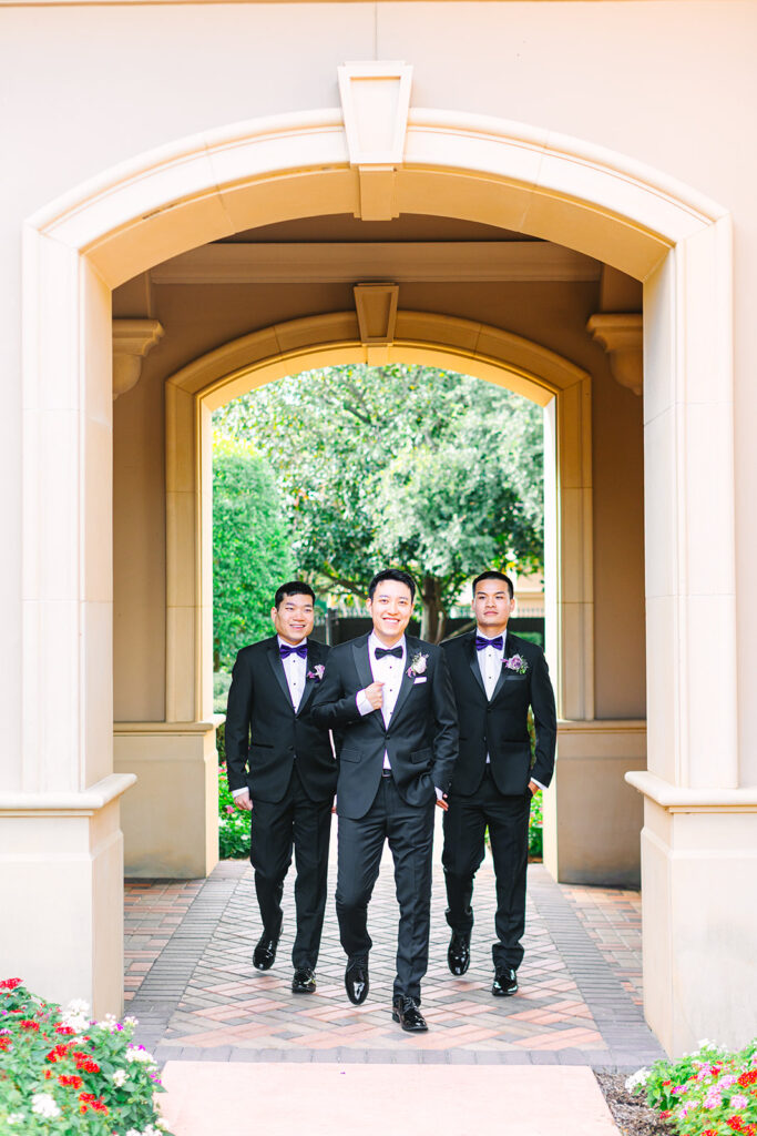 Outdoor groom and groomsmen photos from Royal Oaks Country Club wedding