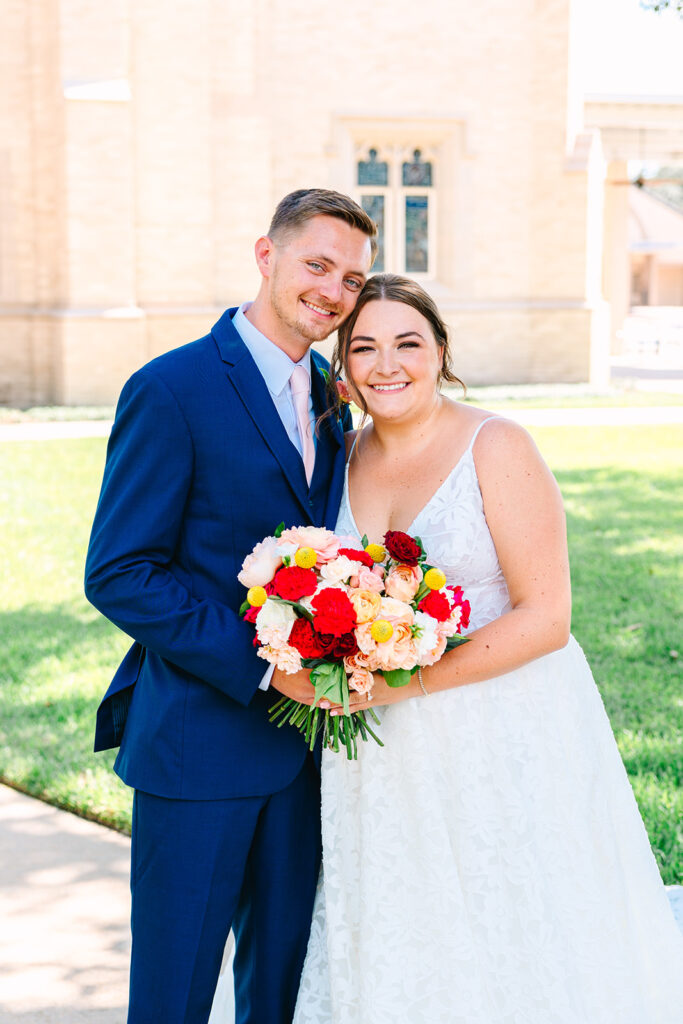 Bride and groom portraits from a colorful summer wedding in Texas