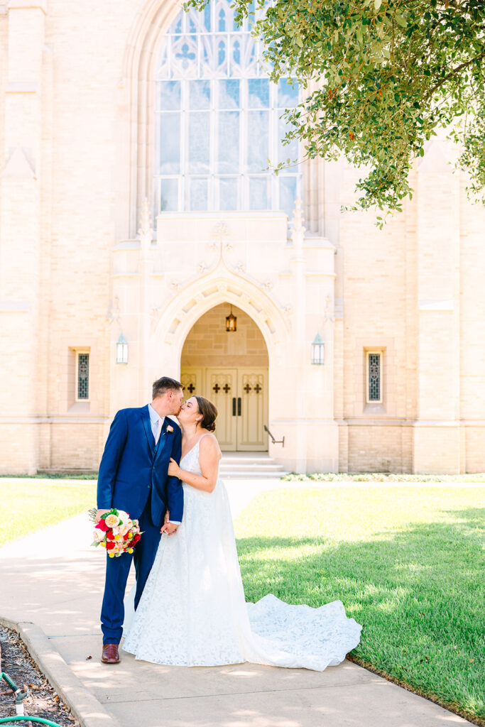 Bride and groom portraits from a colorful summer wedding in Texas