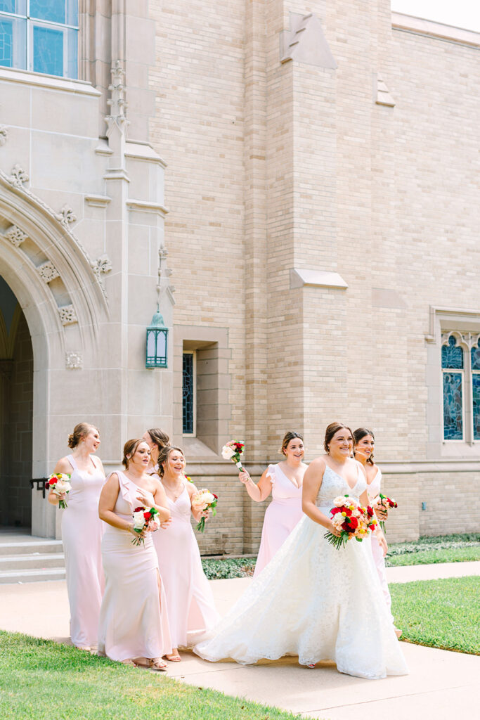Bride and bridesmaids portraits from a colorful summer wedding in Texas