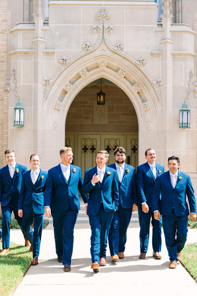 Groom and groomsmen portraits from a colorful summer wedding in Texas
