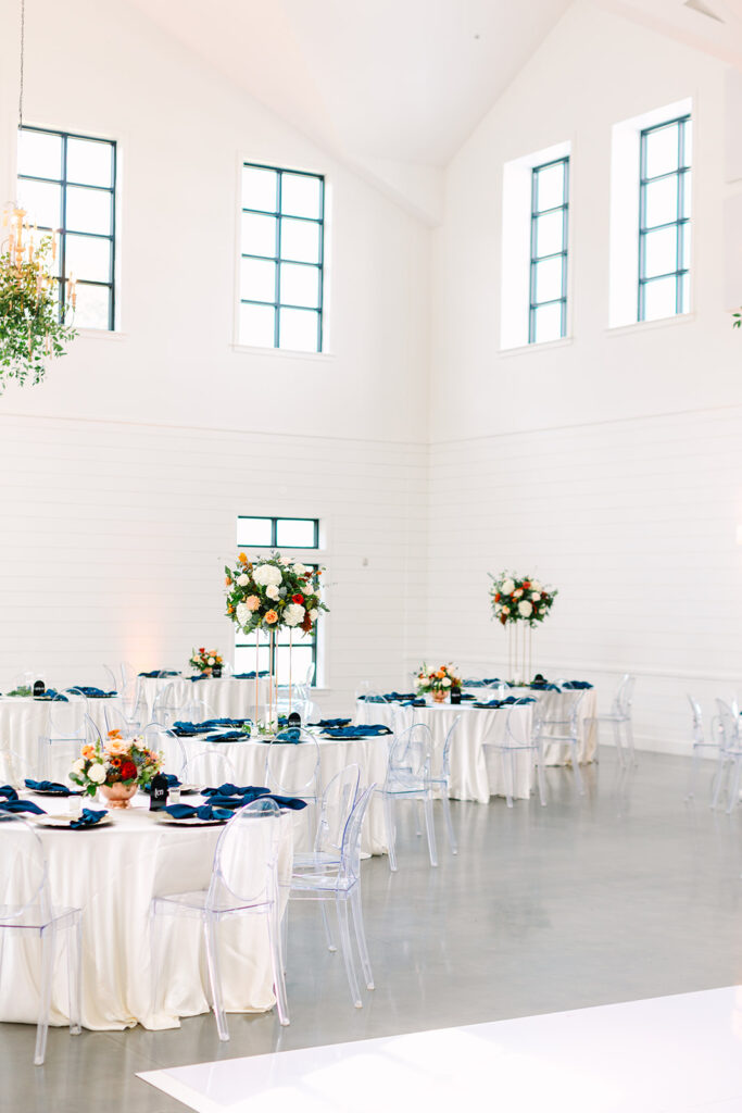 An indoor wedding reception in The Manor at Boxwood Manor - North Houston TX Wedding Venue