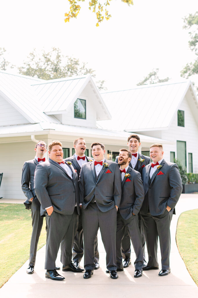 Groom and groomsman photos from a North Houston TX Wedding at Boxwood Manor
