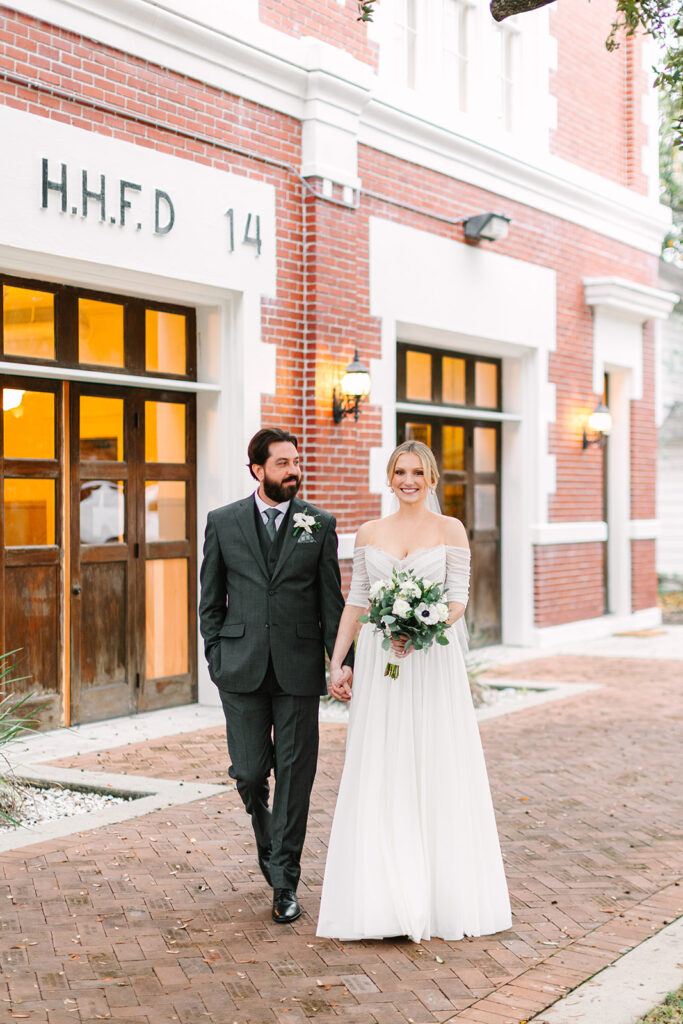 Bride and groom portraits from a Heights Fire Station Houston wedding