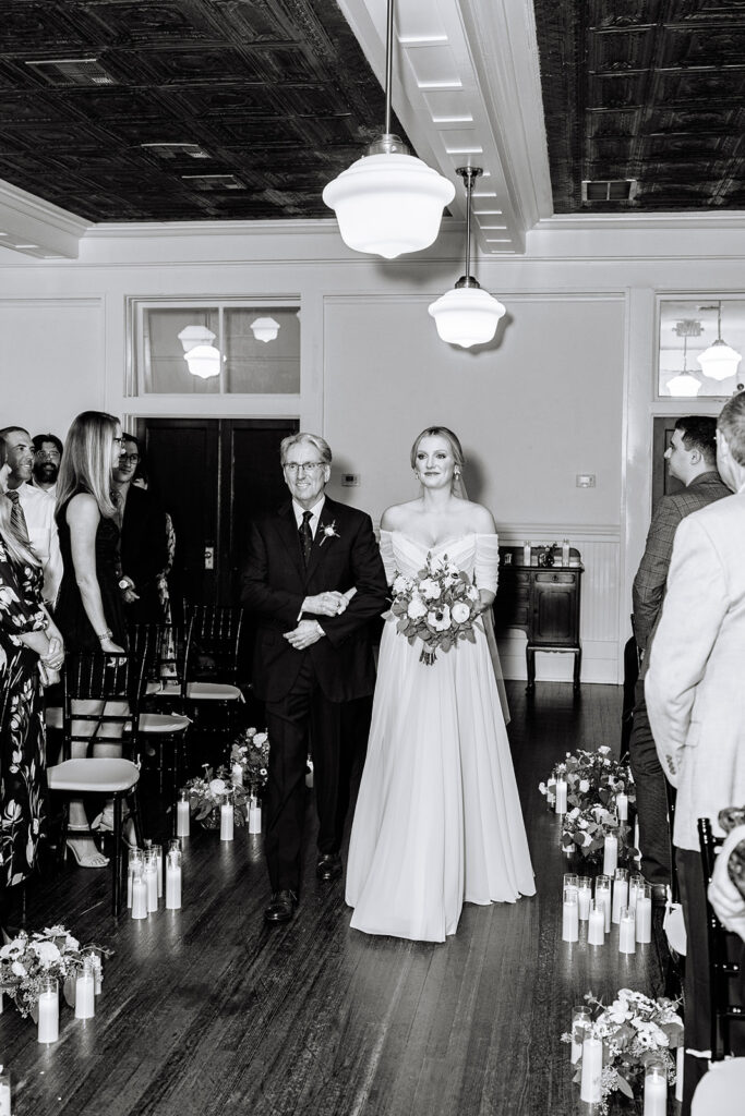 An indoor Heights Fire Station Houston wedding ceremony
